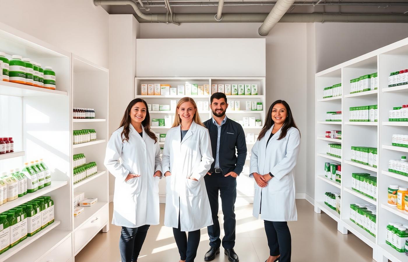 El equipo de Farmacia Verde en un local moderno y luminoso de productos naturales